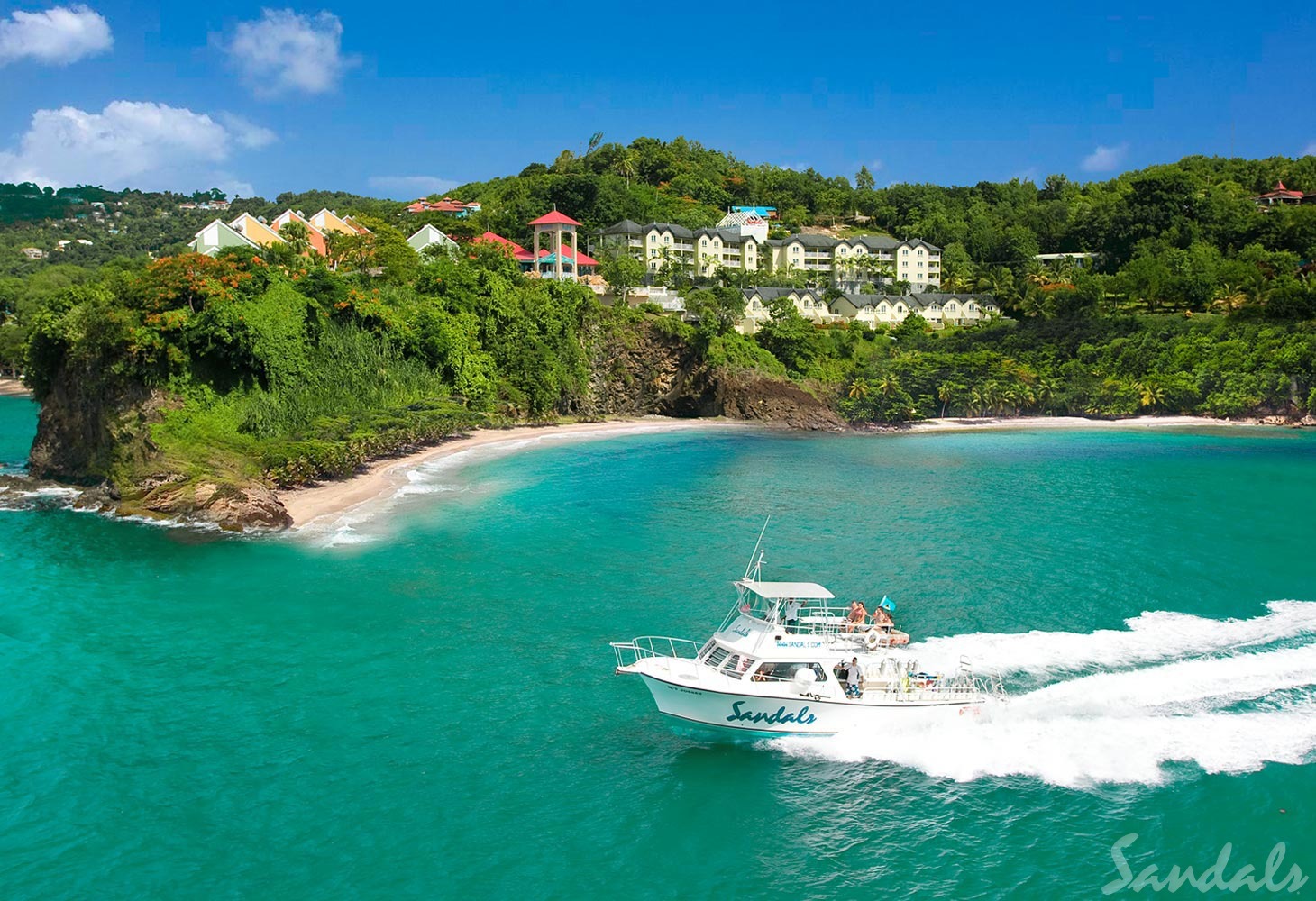 Sandals Regency La Toc. Sandals Regency La Toc. The Sandals Regency La Toc resort is one of the most glamorous adults-only resorts in the Caribbean. This magnificent resort sits on 220 acres of property with its own half-mile, crescent-shaped beach. You will find rolling fairways along with lush hillsides and coral bluffs here, along with an executive-style golf course (explore the best golf courses in the Caribbean if you're a golfer). All rooms offer stunning views, and you can choose to stay at 1 and play at 3 with the included exchange program. .