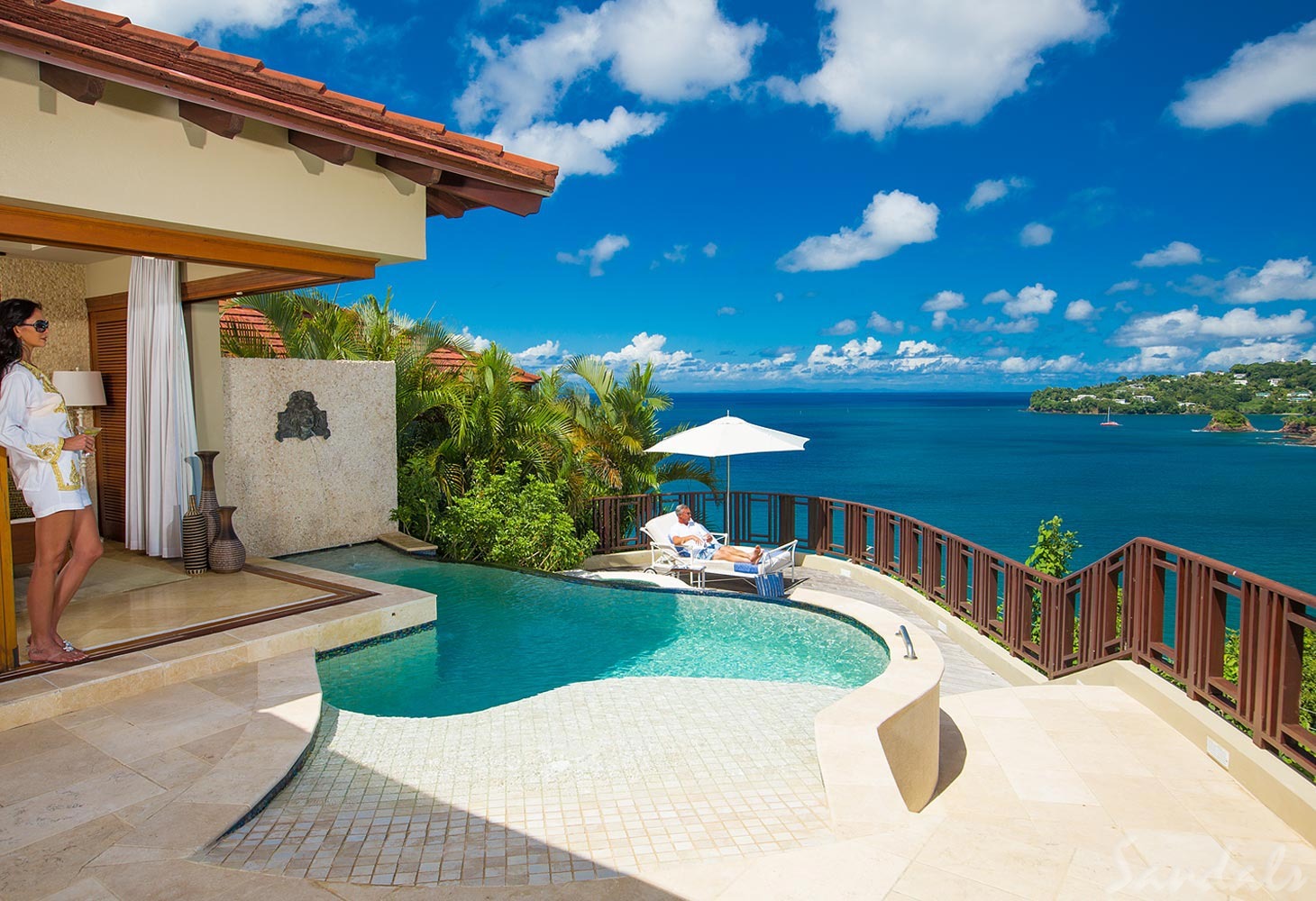 Sandals Regency La Toc. Sandals Regency La Toc. The Sandals Regency La Toc resort is one of the most glamorous adults-only resorts in the Caribbean. This magnificent resort sits on 220 acres of property with its own half-mile, crescent-shaped beach. You will find rolling fairways along with lush hillsides and coral bluffs here, along with an executive-style golf course (explore the best golf courses in the Caribbean if you're a golfer). All rooms offer stunning views, and you can choose to stay at 1 and play at 3 with the included exchange program. .