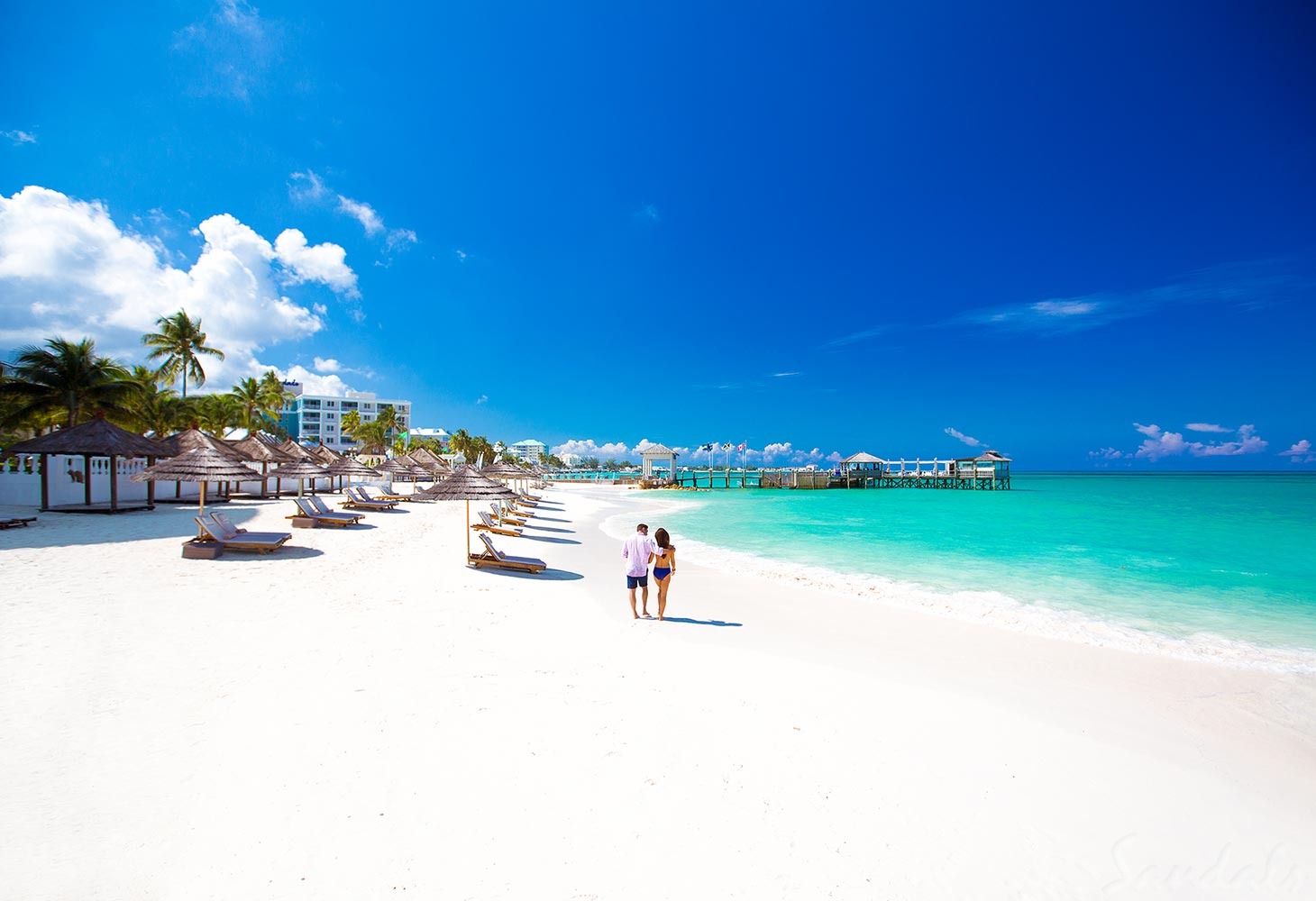 Sandals Royal Bahamian. Sandals Royal Bahamian. Consider Sandals Royal Bahamian an exclusive escape to the Bahamas. This resort is luxurious, sitting on a beachfront property offering a private island offshore and a blend of European sophistication. It is one of the most elegant Sandals resorts offering 5-star gourmet dining, award-winning Red Lane Spa, Crystal Lagoon Swim-Up Suites offering butler service, two gorgeous white sand beaches and so much more!.