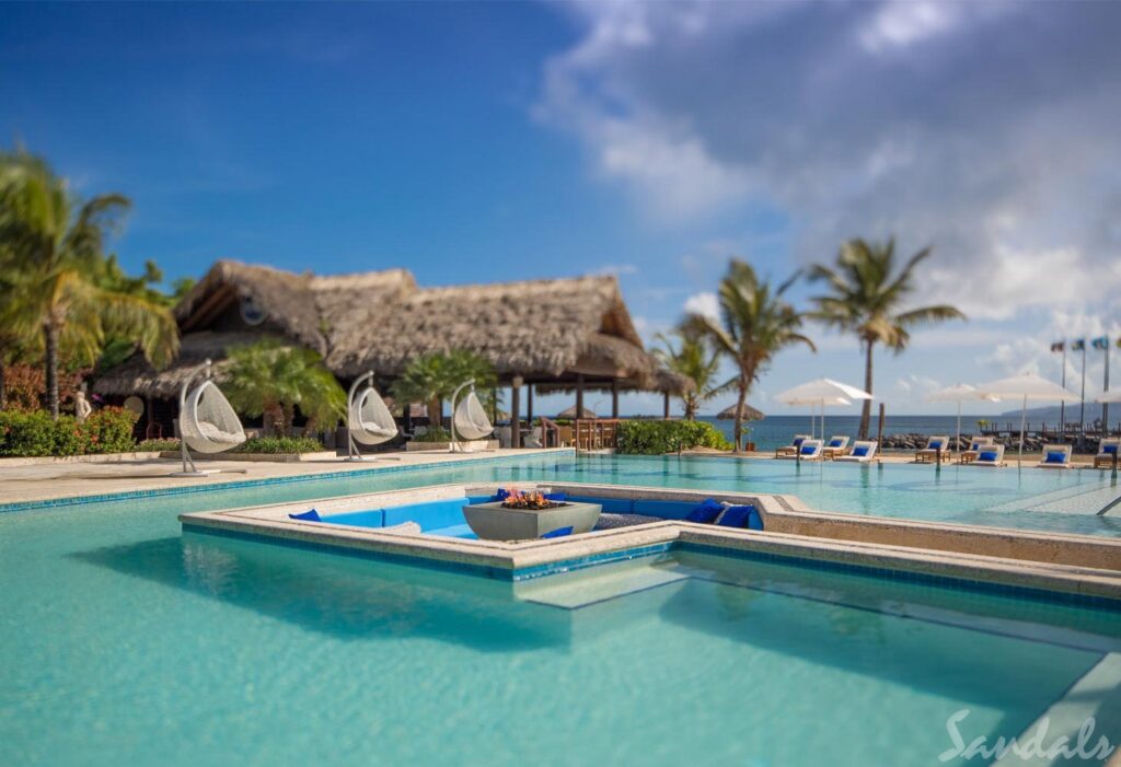 Sandals Grenada. Sandals Grenada. Sandals Grenada is a true exotic resort nestled in an island paradise. Located in the heart of beautiful Pink Gin Beach, you will find an unexpected luxury-included experience at Sandals Grenada. .