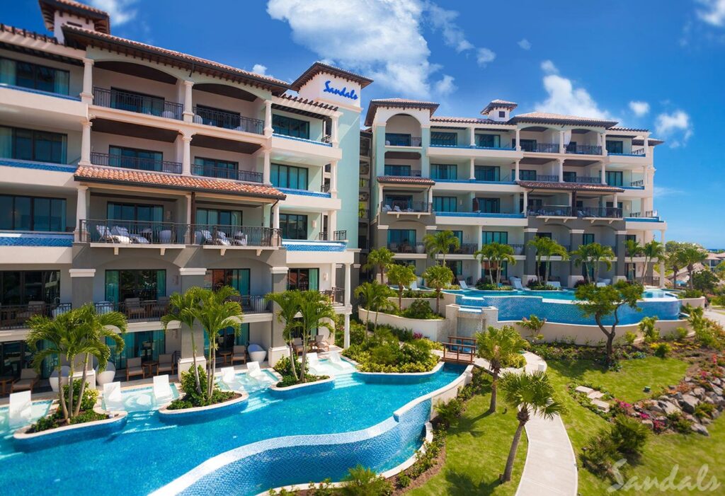 Sandals Grenada. Sandals Grenada. Sandals Grenada is a true exotic resort nestled in an island paradise. Located in the heart of beautiful Pink Gin Beach, you will find an unexpected luxury-included experience at Sandals Grenada. .
