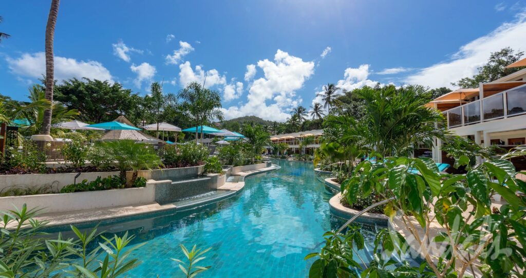 Best Sandals Resort In St. Lucia. Comparing All 3 Sandals St. Lucia Resorts. Is an all-in-one Caribbean vacation your idea of a tropical escape? Want a destination with a less touristy crowd? Come and visit the beautiful island of St. Lucia. It boasts 240 square miles of stunning beaches and rich forests — the perfect setting for water- and land-based adventures. When you book a room at the best Sandals resort in St. Lucia, you can guarantee a remarkable stay on the island. .