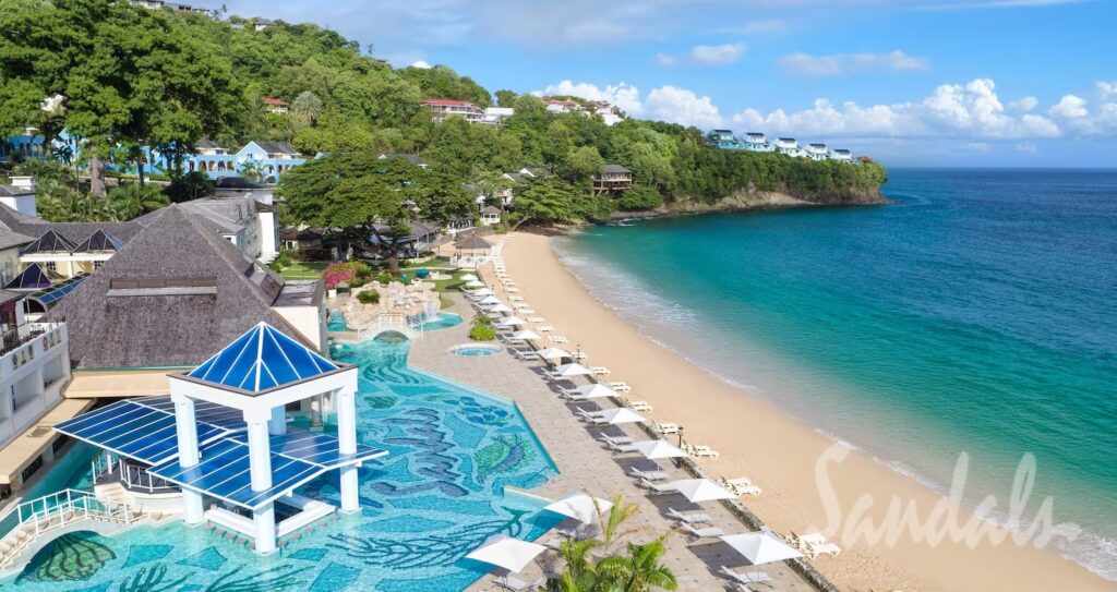 Best Sandals Resort In St. Lucia. Comparing All 3 Sandals St. Lucia Resorts. Is an all-in-one Caribbean vacation your idea of a tropical escape? Want a destination with a less touristy crowd? Come and visit the beautiful island of St. Lucia. It boasts 240 square miles of stunning beaches and rich forests — the perfect setting for water- and land-based adventures. When you book a room at the best Sandals resort in St. Lucia, you can guarantee a remarkable stay on the island. .